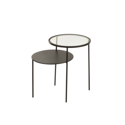 Consola de 2 niveles de metal negro 55x40x55 cm