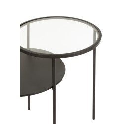 Consola de 2 niveles de metal negro 55x40x55 cm