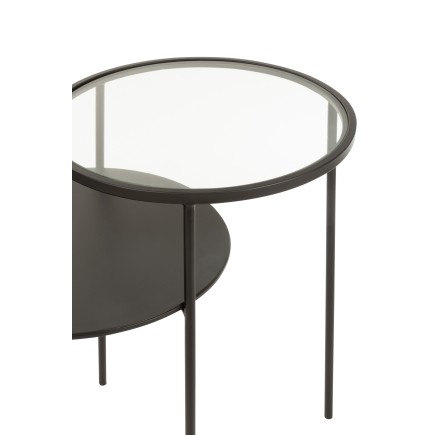 Consola de 2 niveles de metal negro 55x40x55 cm