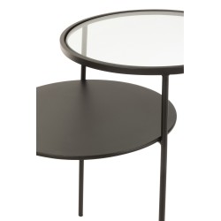 Consola de 2 niveles de metal negro 55x40x55 cm