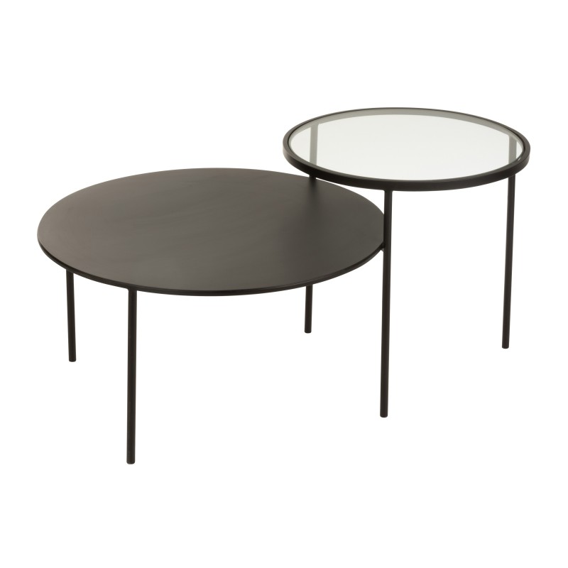 Console 2 niveaux en métal noir 101x70x50 cm Console 2 niveaux en métal noir 101x70x50 cm