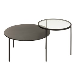Console 2 niveaux en métal noir 101x70x50 cm