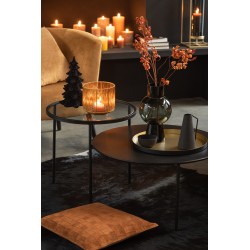 Console 2 niveaux en métal noir 101x70x50 cm