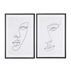 Lot de 2 tableaux visage abstrait en papier rose 60x90x4 cm