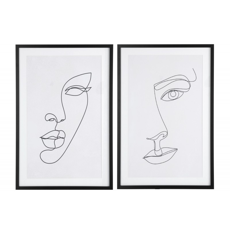 Lot de 2 tableaux visage abstrait en papier rose 60x90x4 cm