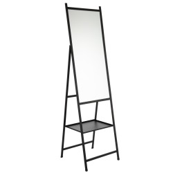 Miroir sur pied de 160 cm avec tablette en métal noir